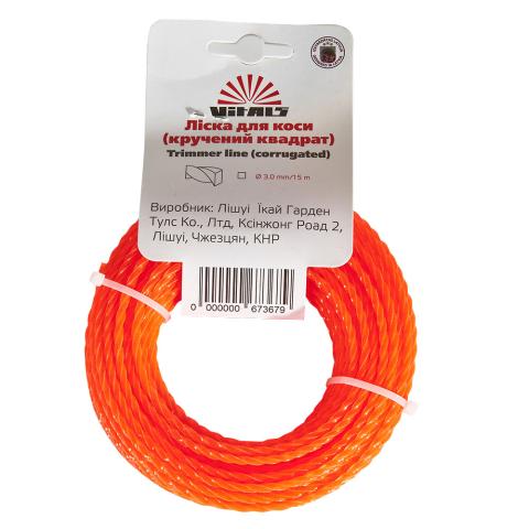 Волосінь для тримерів Vitals (кручений квадрат) 3.0мм*15м Волосінь для тримерів Vitals (кручений квадрат) 3.0мм*15м