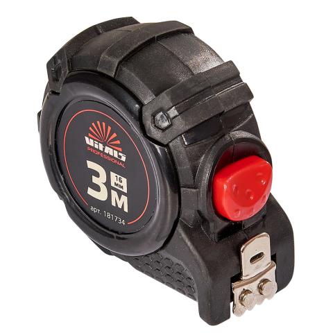 Рулетка гумова з нейлоновим покриттям полотна 3 м × 16 мм автостоп Vitals Professional Рулетка гумова з нейлоновим покриттям полотна 3 м × 16 мм автостоп Vitals Professional