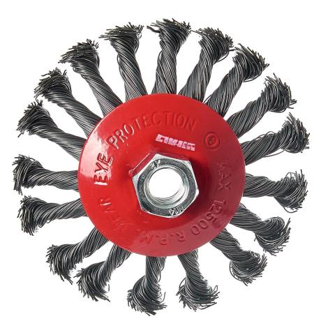 Щітка конічна Vitals плетена сталь 115 мм М14, 0,5 мм Щітка конічна Vitals плетена сталь 115 мм М14, 0,5 мм