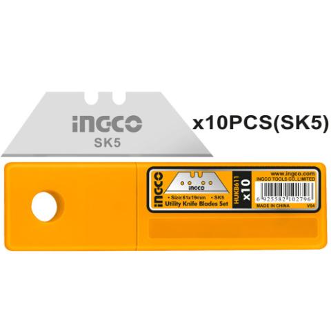Леза для ножів трапеція 10 шт INGCO Леза для ножів трапеція 10 шт INGCO