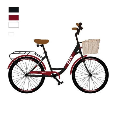 Велосипед SPARK CITY LIMU (колеса - 28", сталева рама - 18") чорний з вишневим Велосипед SPARK CITY LIMU (колеса - 28", сталева рама - 18") чорний з вишневим