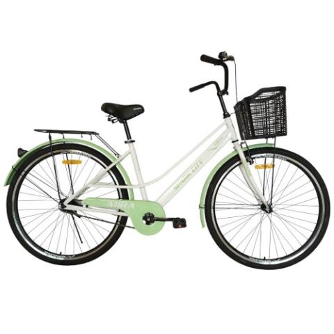 Велосипед SPARK CITY MIRA (колеса - 28", сталева рама - 18") з кошиком білий із зеленим Велосипед SPARK CITY MIRA (колеса - 28", сталева рама - 18") з кошиком білий із зеленим