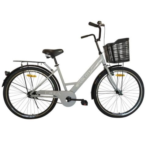 Велосипед SPARK CITY LIRA (колеса - 26", сталева рама - 17") з кошиком сірий