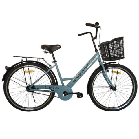 Велосипед SPARK CITY LIRA (колеса - 26", сталева рама - 17") з кошиком сіро-блакитний Велосипед SPARK CITY LIRA (колеса - 26", сталева рама - 17") з кошиком сіро-блакитний