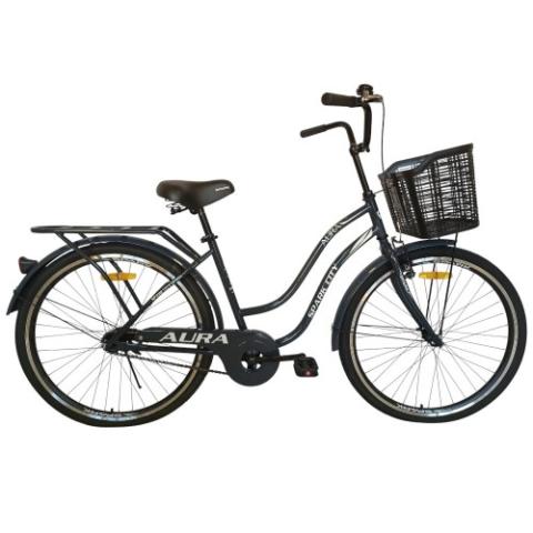Велосипед SPARK CITY AURA (колеса - 26", сталева рама - 17") з кошиком графітово-синій