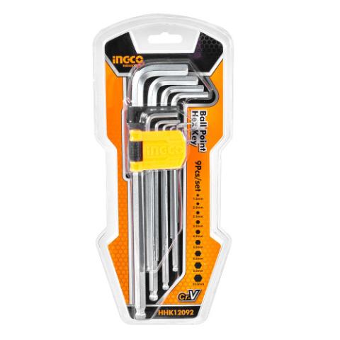 Набір подовжених шестигранних ключів із кулею 9 шт. 1,5–10 мм INGCO Набір подовжених шестигранних ключів із кулею 9 шт. 1,5–10 мм INGCO