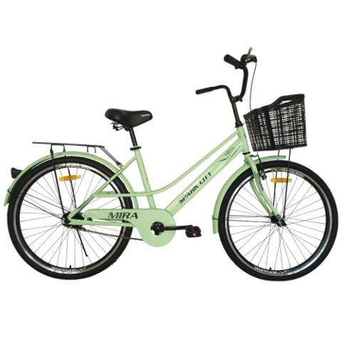 Велосипед SPARK CITY MIRA (колеса - 26", сталева рама - 17") з кошиком світло-салатовий