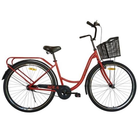 Велосипед SPARK CITY SOLA (колеса - 28", сталева рама - 18") із кошиком яскраво-червоний