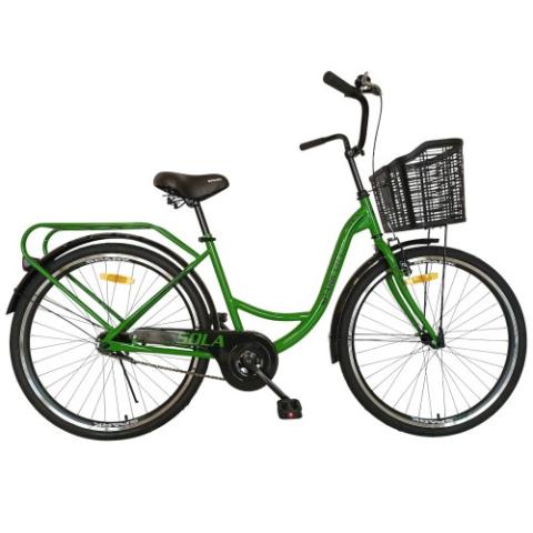 Велосипед SPARK CITY SOLA (колеса - 26", сталева рама - 17") із кошиком яскраво-зелений