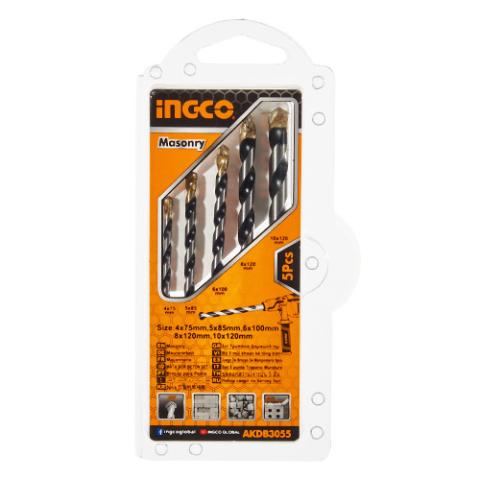 Набір свердел по цеглі/бетону 5 шт. 4–10 мм INGCO Набір свердел по цеглі/бетону 5 шт. 4–10 мм INGCO