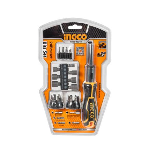 Викрутка-тріскачка з бітами та головками INGCO Викрутка-тріскачка з бітами та головками INGCO