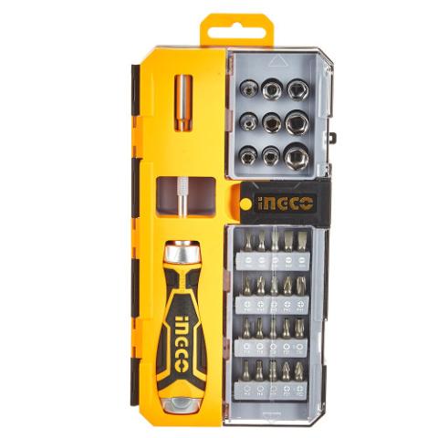 Викрутка з набором насадок і головок 33 шт INGCO Викрутка з набором насадок і головок 33 шт INGCO