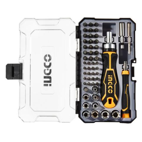 Викрутка з набором насадок і головок 55 шт. INGCO Викрутка з набором насадок і головок 55 шт. INGCO