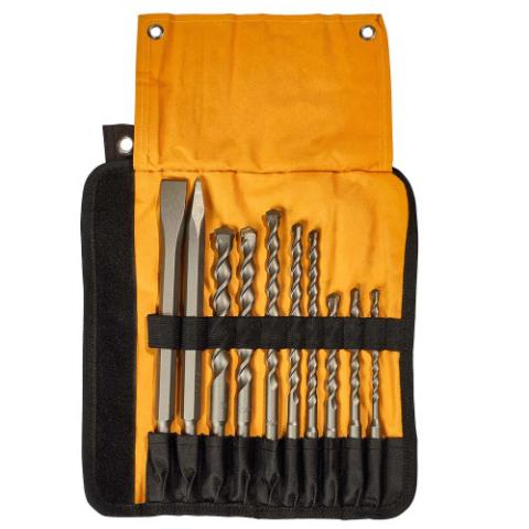 Набір бурів і зубил SDS-plus 10 шт. INGCO Набір бурів і зубил SDS-plus 10 шт. INGCO